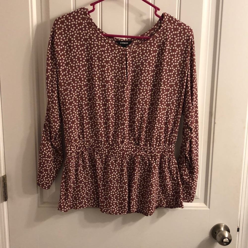 Mauve polka dotted shirt